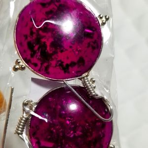 Purple glass earrings.